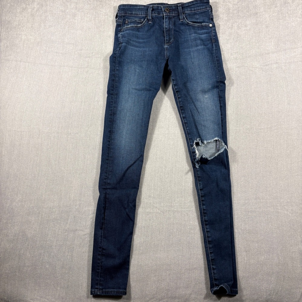 AG Adriano Goldschmied The Farrah Skinny High Rise Distressed Jeans Blue 25R